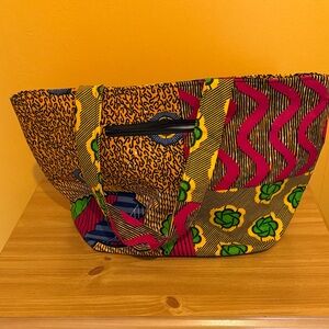 Vibrant Multicolor African Print Tote Bag & zipper pouch